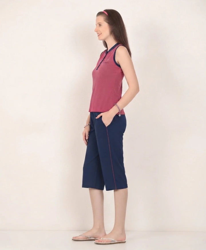 Relaxed Fit Sleeveless Capri Set