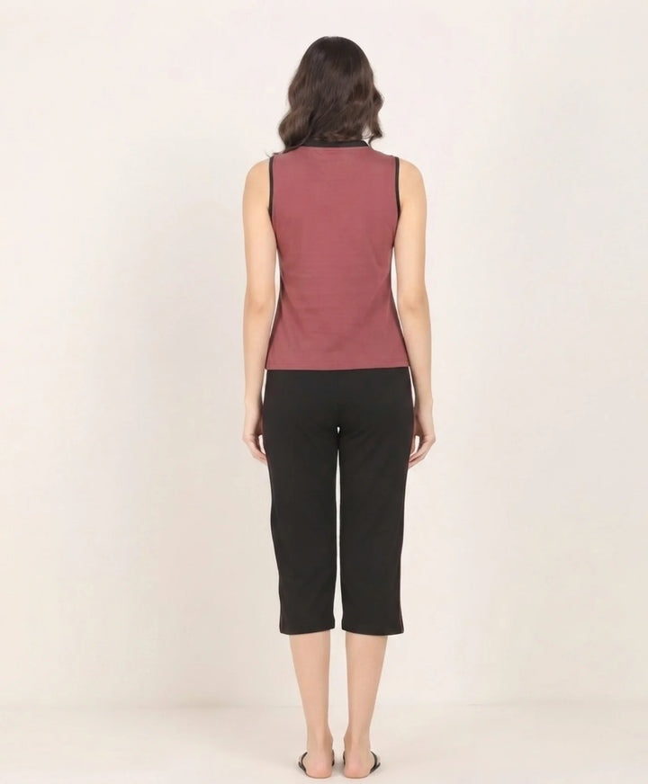 Relaxed Fit Sleeveless Capri Set