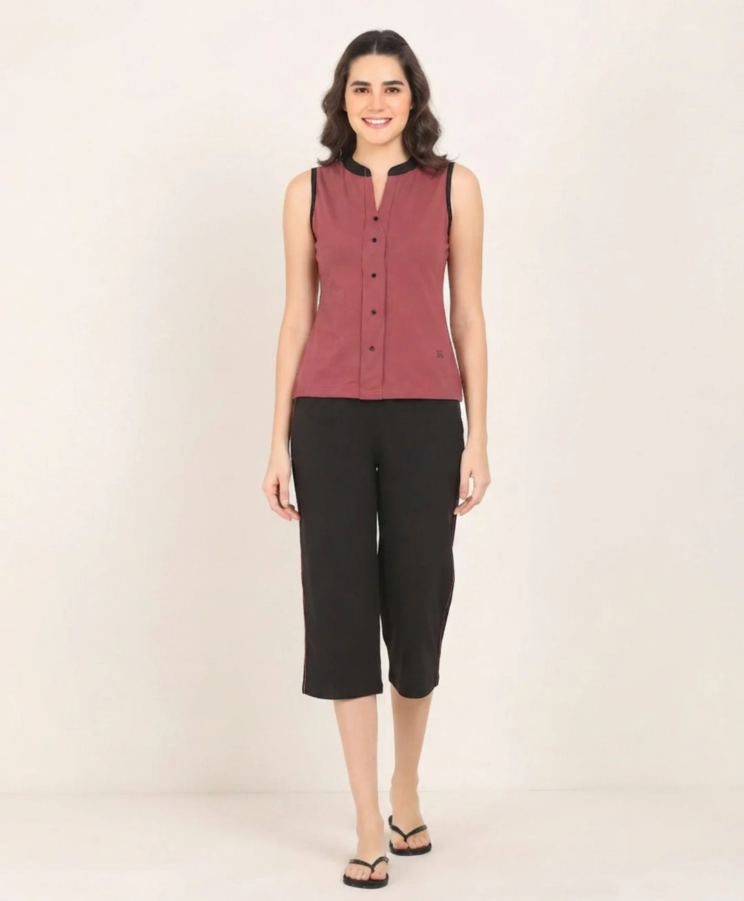 Relaxed Fit Sleeveless Capri Set