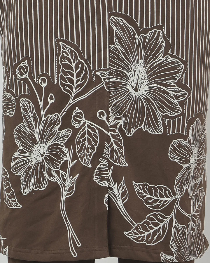 Short Monochrome Bloom Kurta Set
