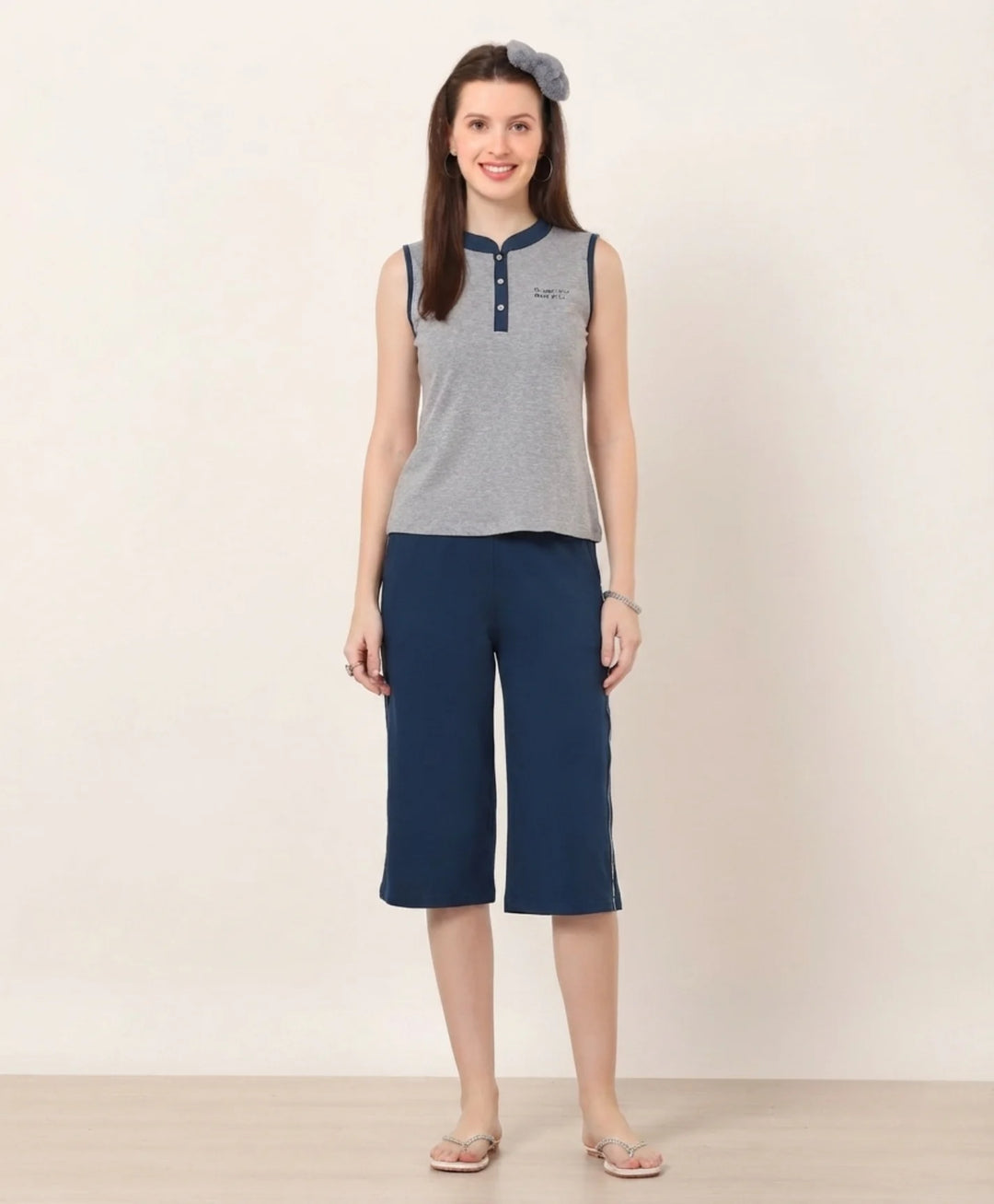 Relaxed Fit Sleeveless Capri Set