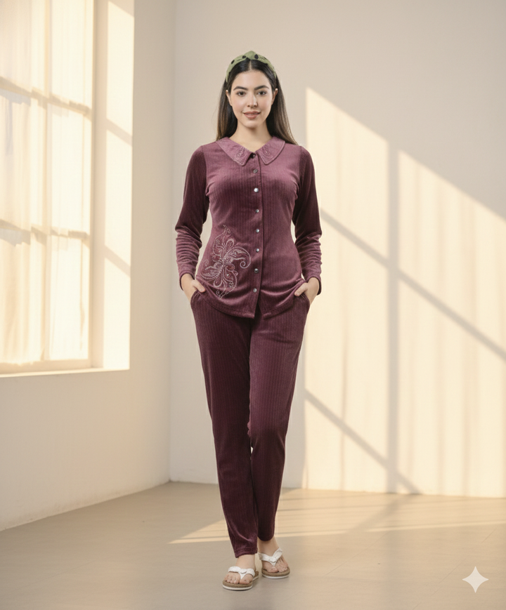 Velvet Embroidered Co-ord Set