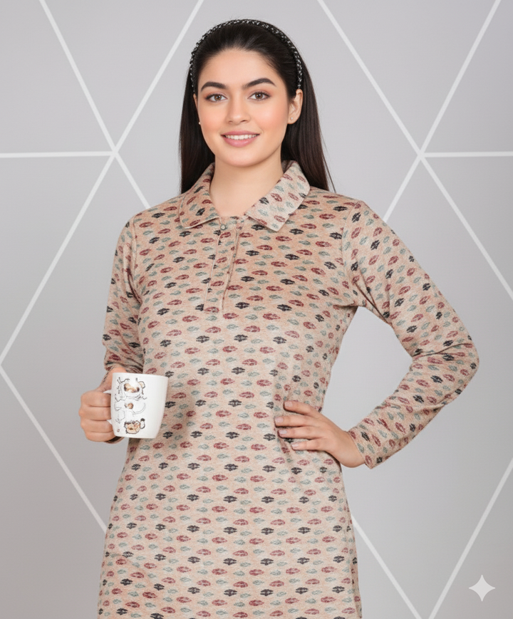 Classic Collared Full Sleeves Night Suit