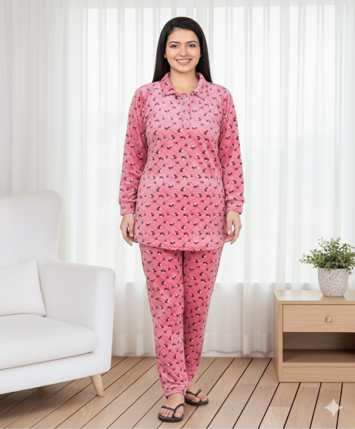 Classic Collared Full Sleeves Night Suit