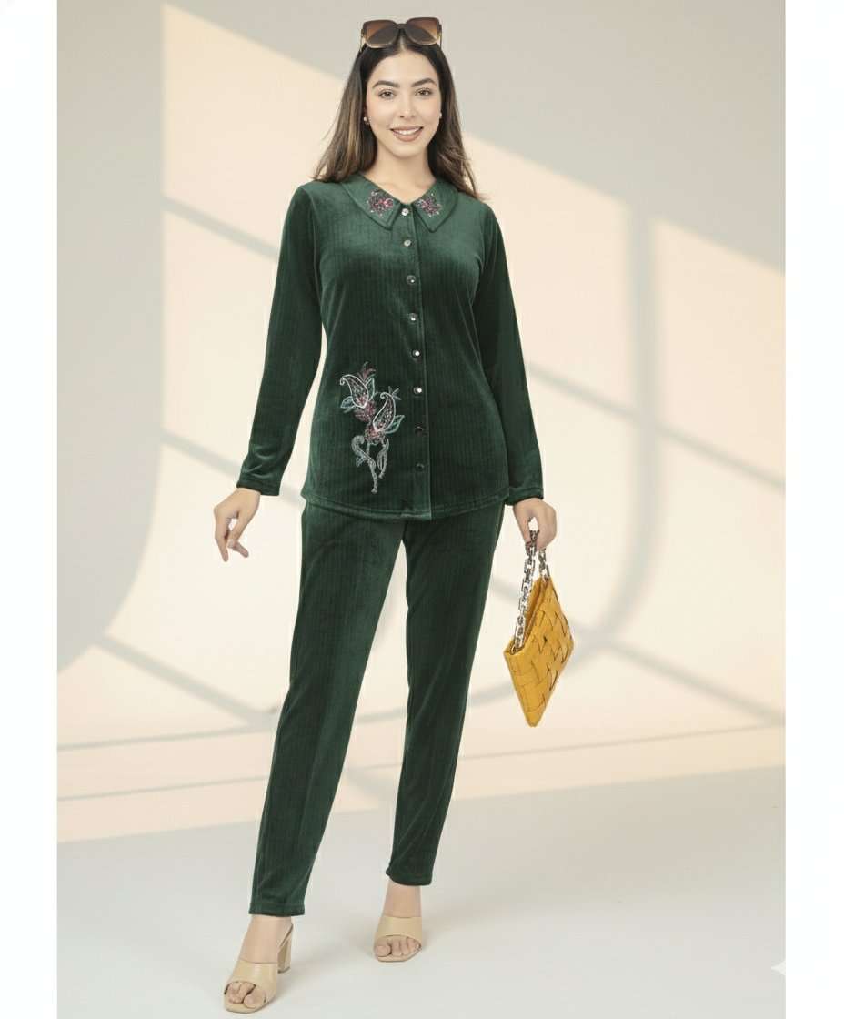 Velvet Embroidered Co-ord Set