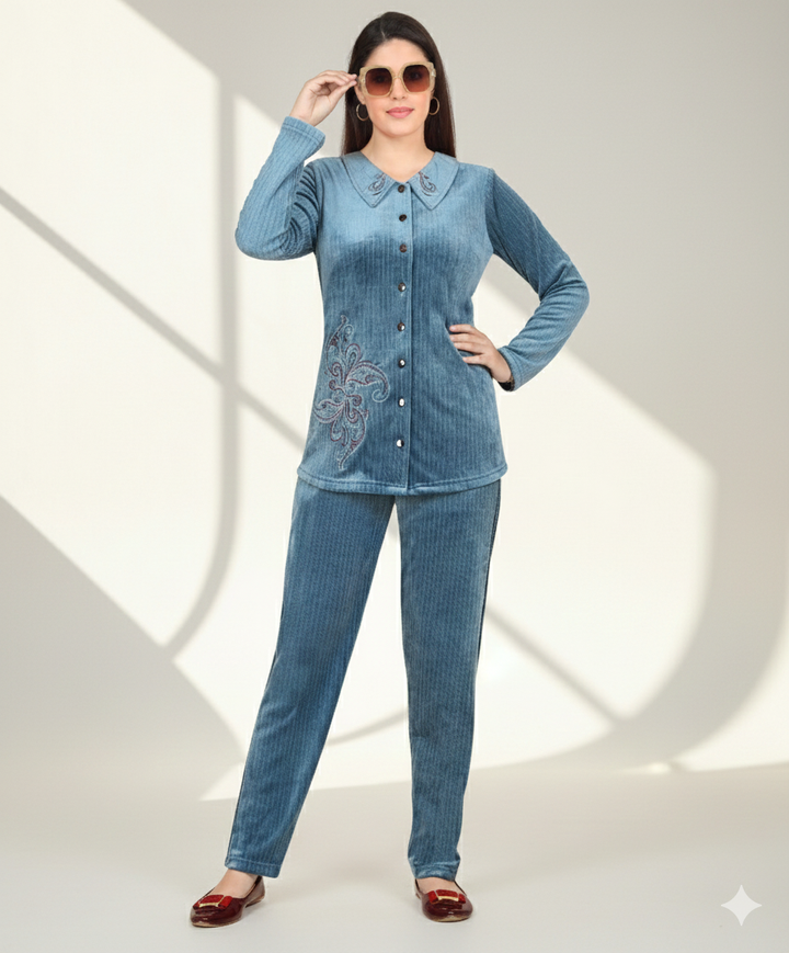 Velvet Embroidered Co-ord Set