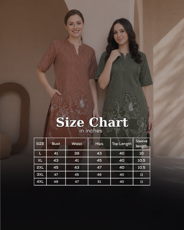 Long Monochrome Bloom Kurta Set