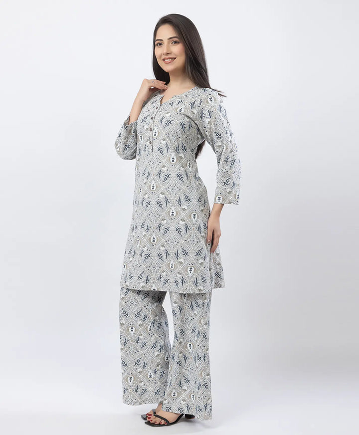 Elegant Printed Kurta & Plazzo Ensemble