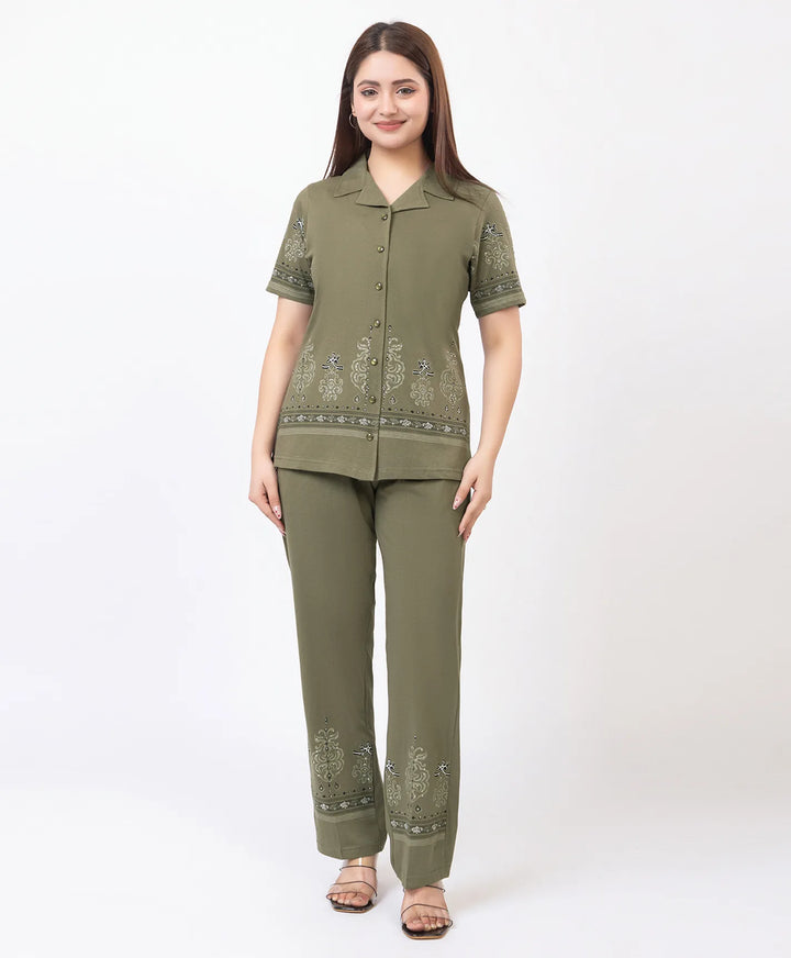 Premium Printed Front-Open Co-Ord Set