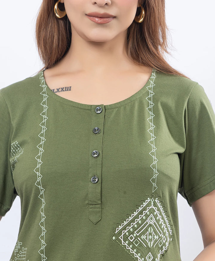 Premium Floral Detail Embroidered Printed Kurta Set