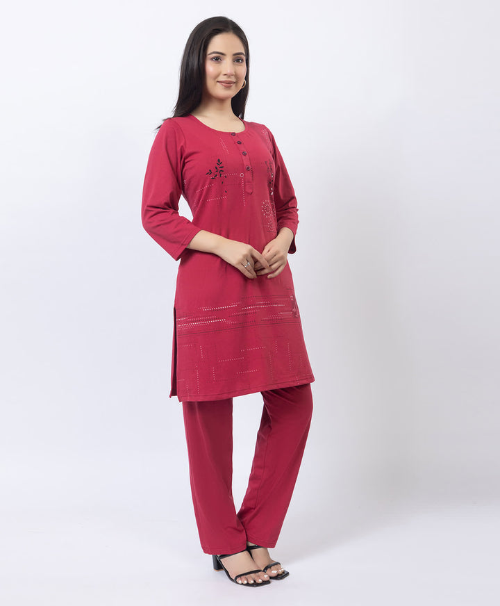 Contemporary Printed Kurta Set with Straight Pants