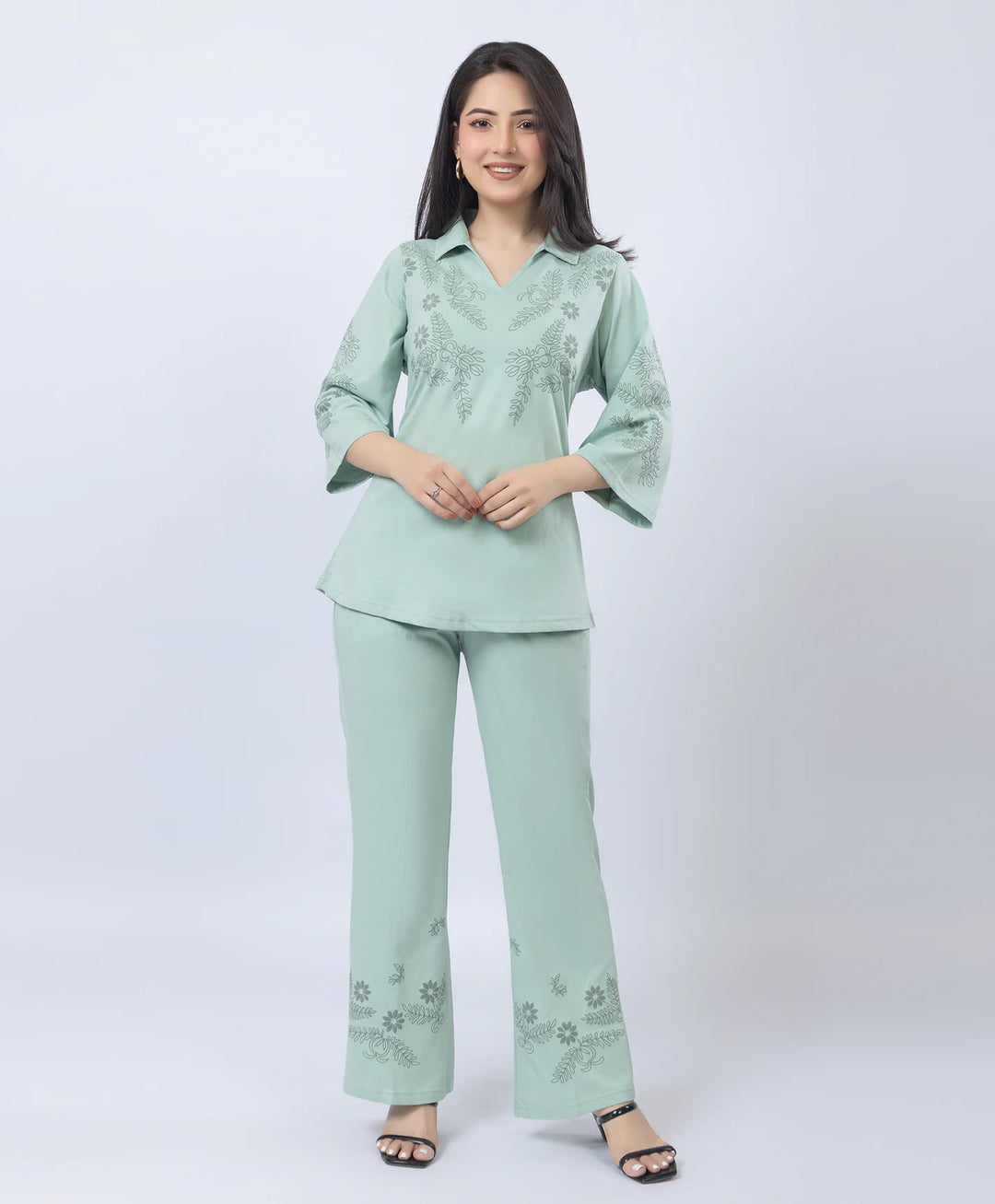 Premium V-Neck Printed Co-Ord Set