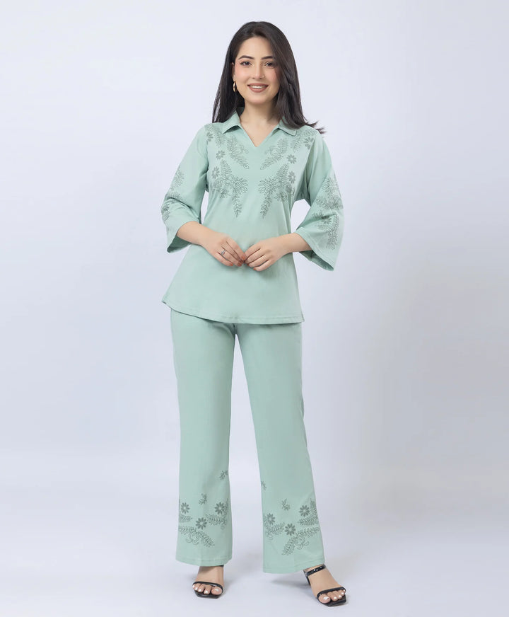 Premium V-Neck Printed Co-Ord Set