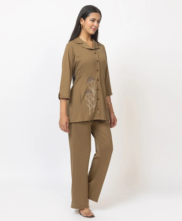 Premium Embroidered Collared Co-Ord Set