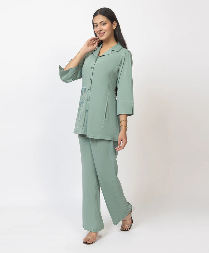 Premium Embroidered Collared Co-Ord Set