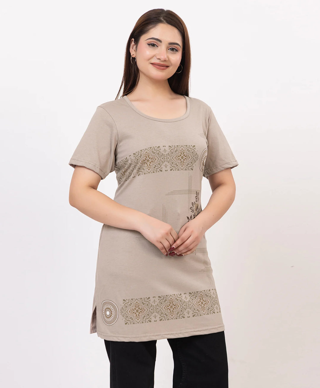Casual Grace Printed Long Top