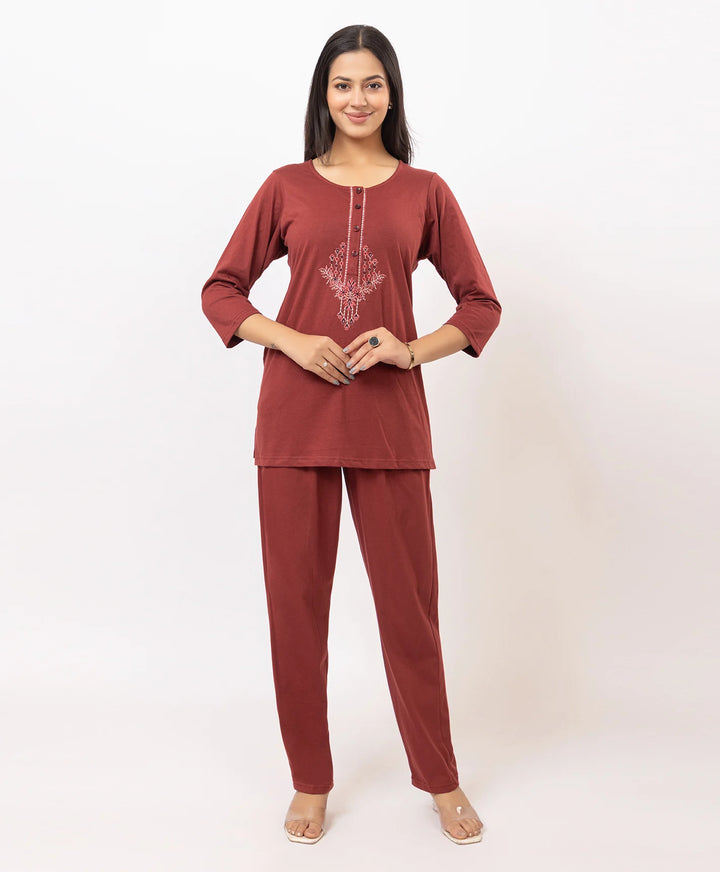 Embroidered Cotton Kurta Lower Set