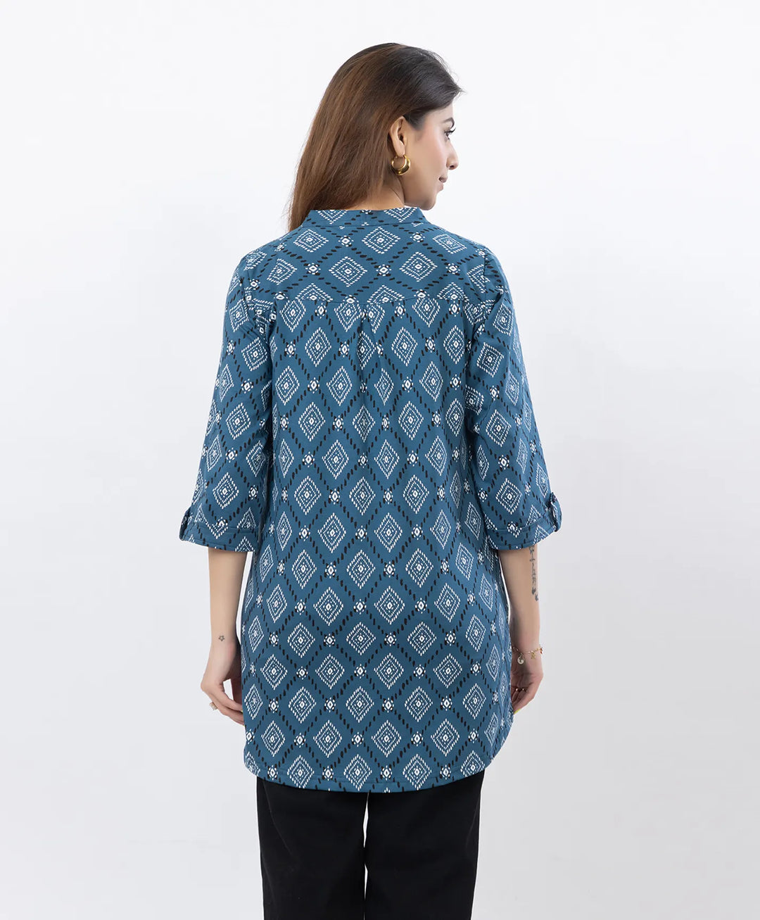 Floral Print Three-Quarter Sleeve Short Kurti