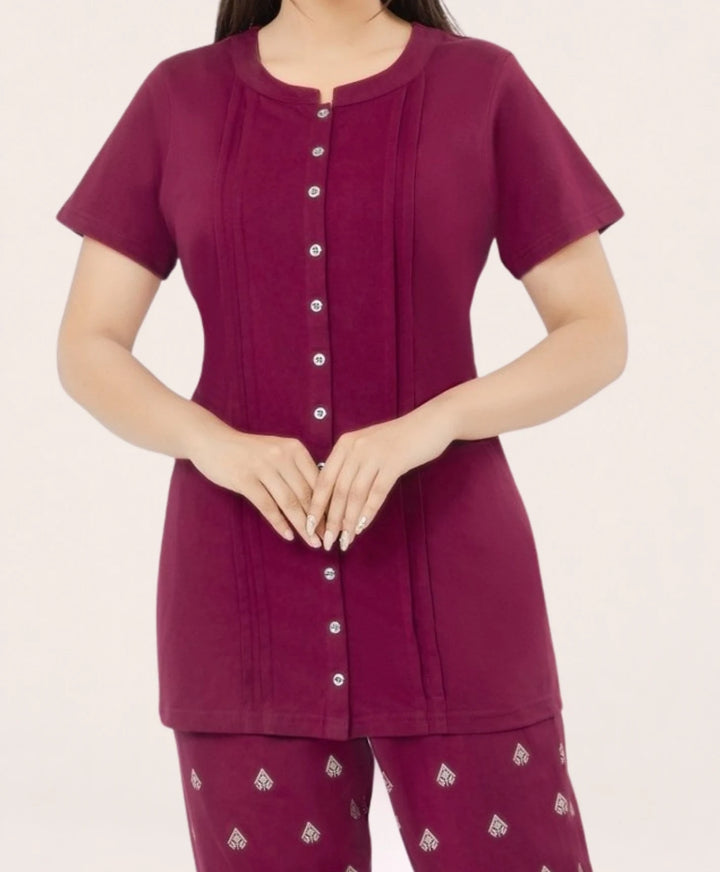 Button Detail Capri Set