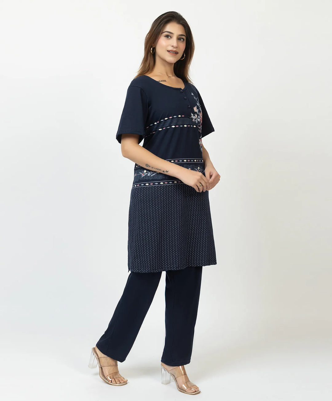 Plus Size Printed Kurta with Matching Pants
