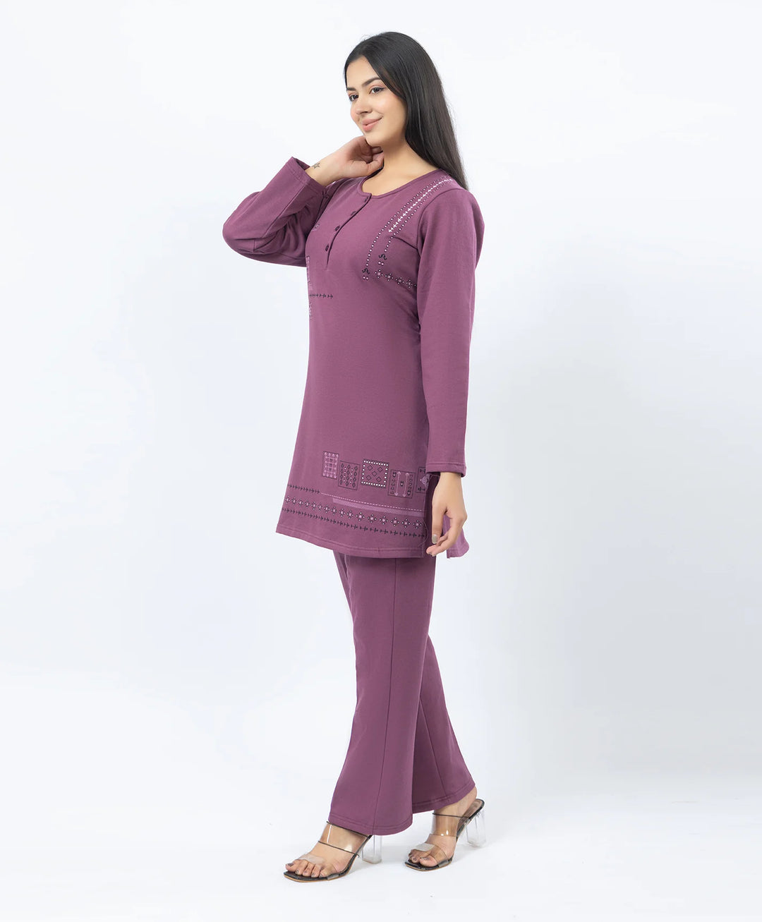 Full Sleeve Open Placket Kurta with Straight Fit Pants