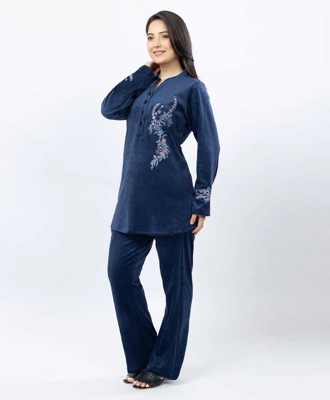 Premium Kurta Set with Band Neck and Sparkle Print