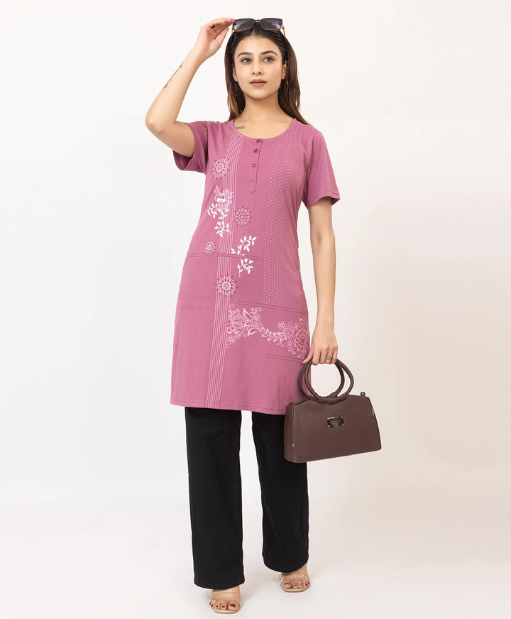 Abstract Botanical Long Top