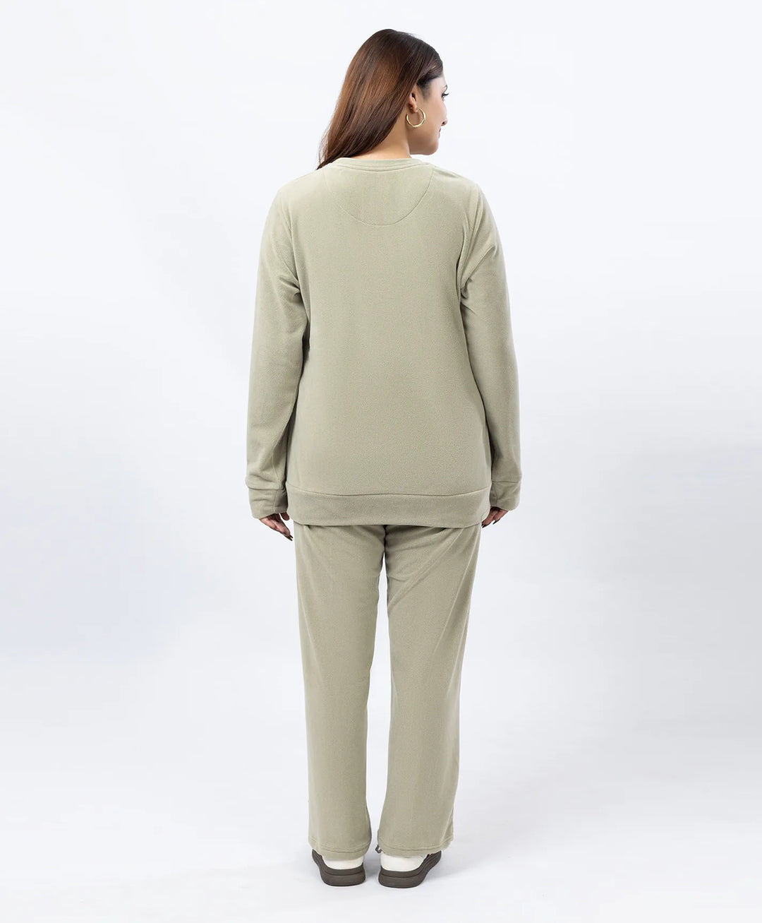 Round Neck Embroidered Tracksuit with Front Pocket