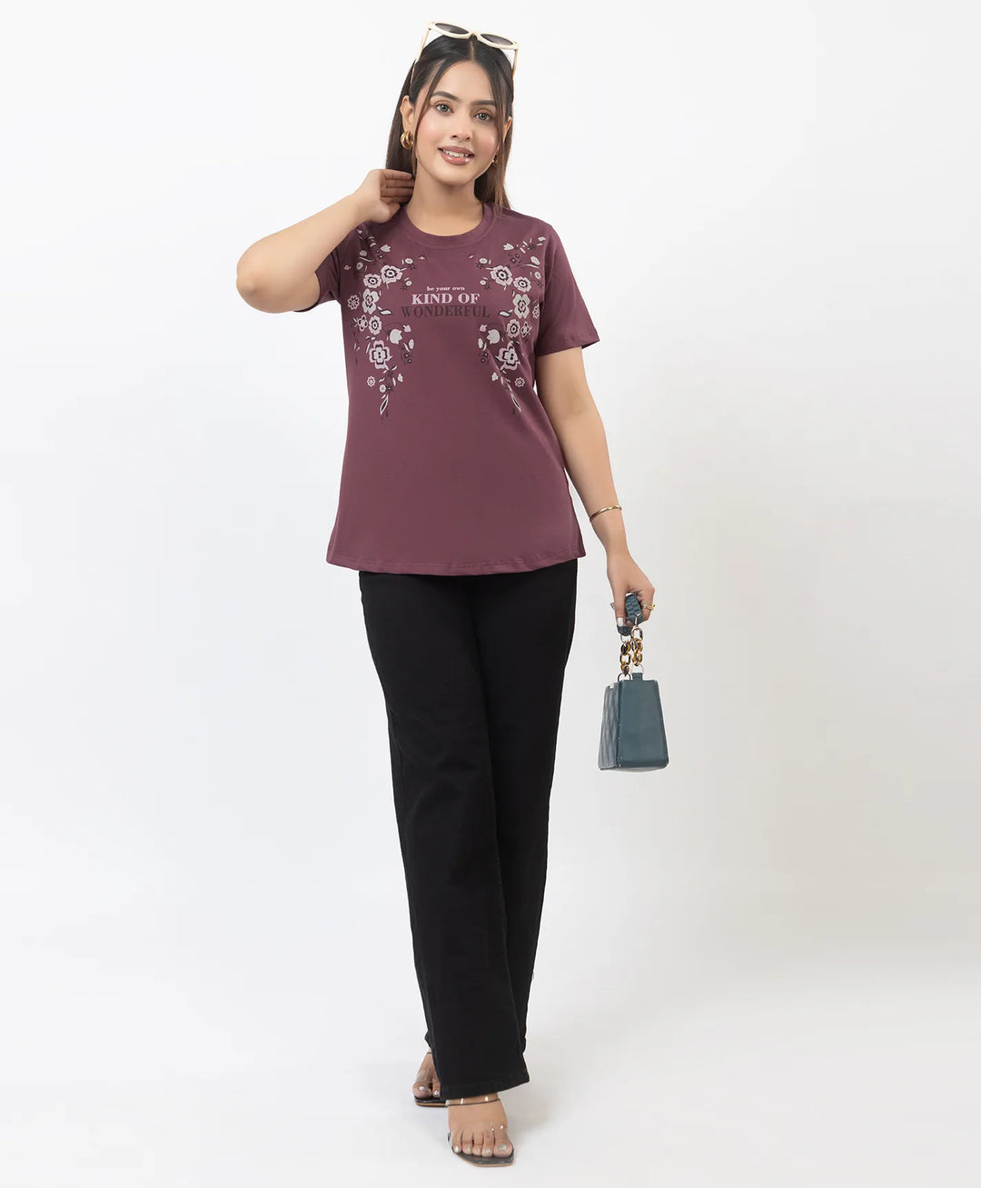 Premium Graphic Print Round Neck Short Sleeve Top