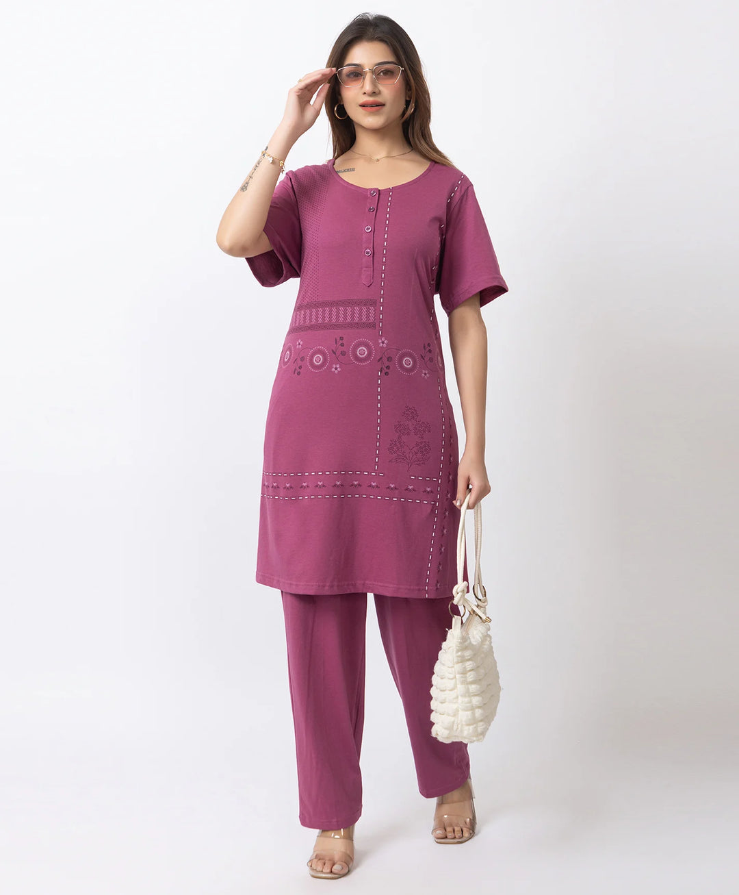 Plus Size Printed Kurta with Matching Pants