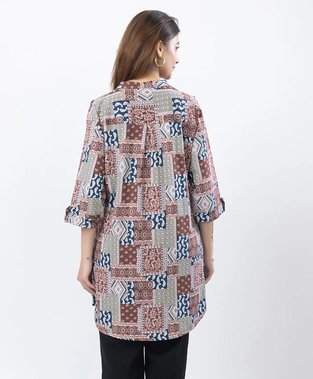 Floral Print Three-Quarter Sleeve Short Kurti