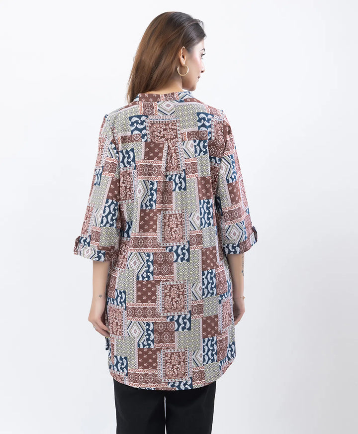 Floral Print Three-Quarter Sleeve Short Kurti