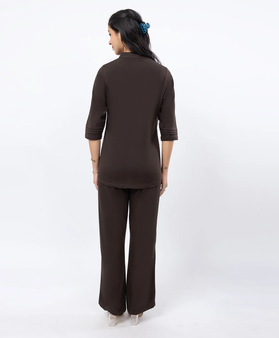 Front-Open Casual Embroidered Co-Ord Set