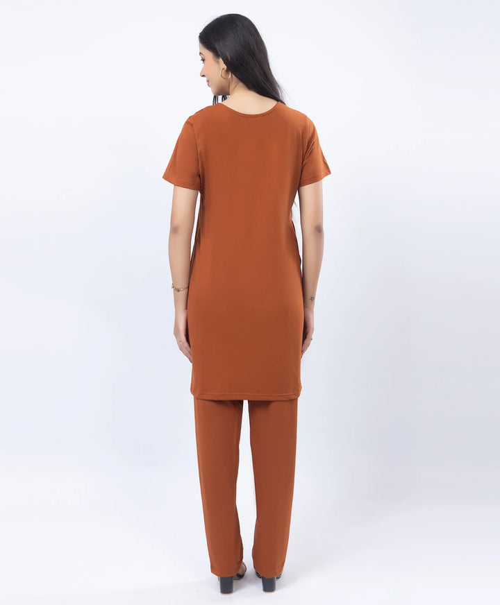 Printed Straight Kurta with Round Neck & Straight Pants Set