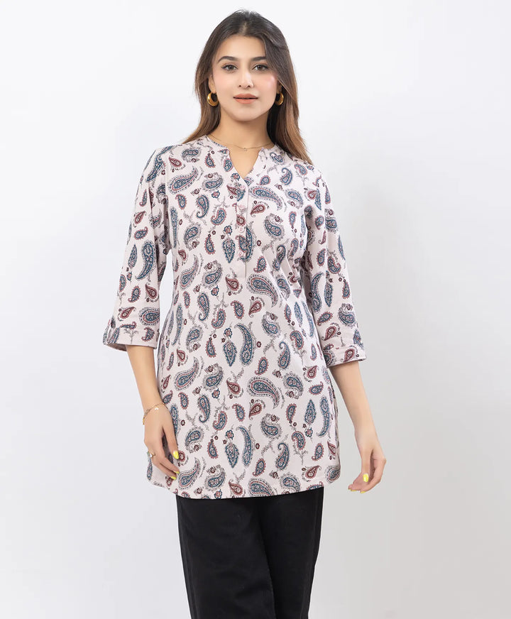 Floral Print Three-Quarter Sleeve Short Kurti