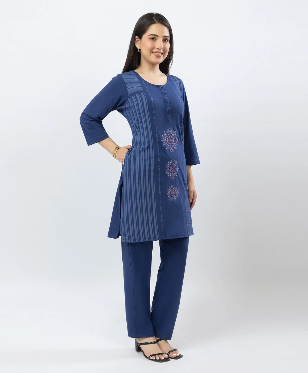 Premium Embroidered Straight Kurta Set with Pants