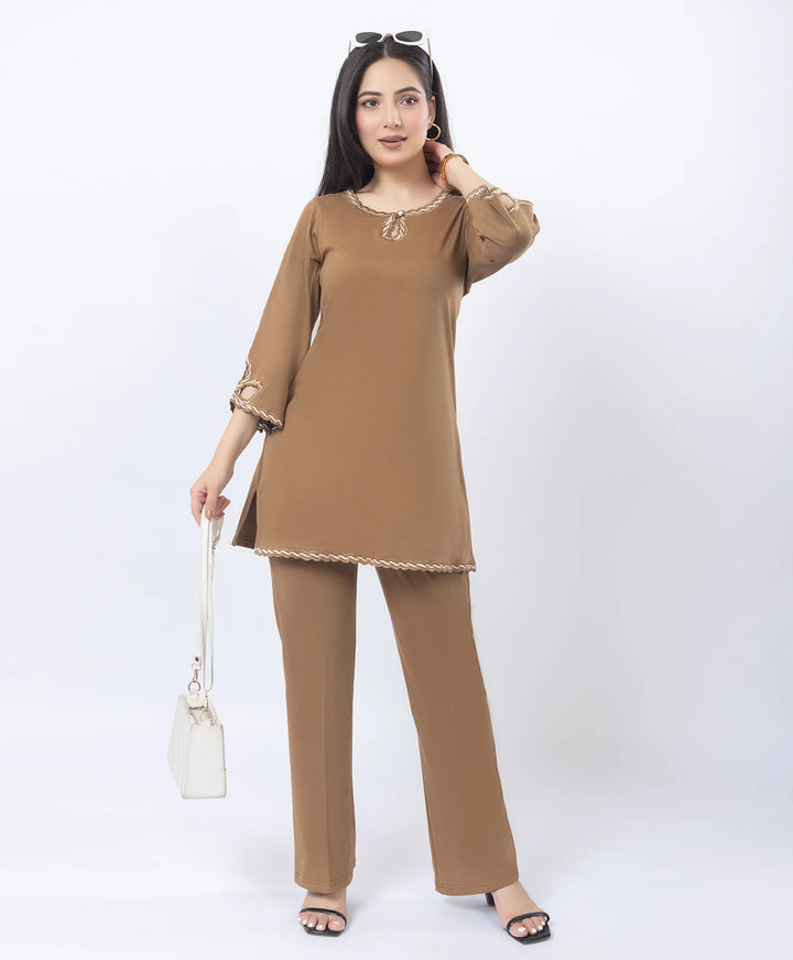 Ethnic Straight Kurta Set with Embroidered Neck and Sleeves