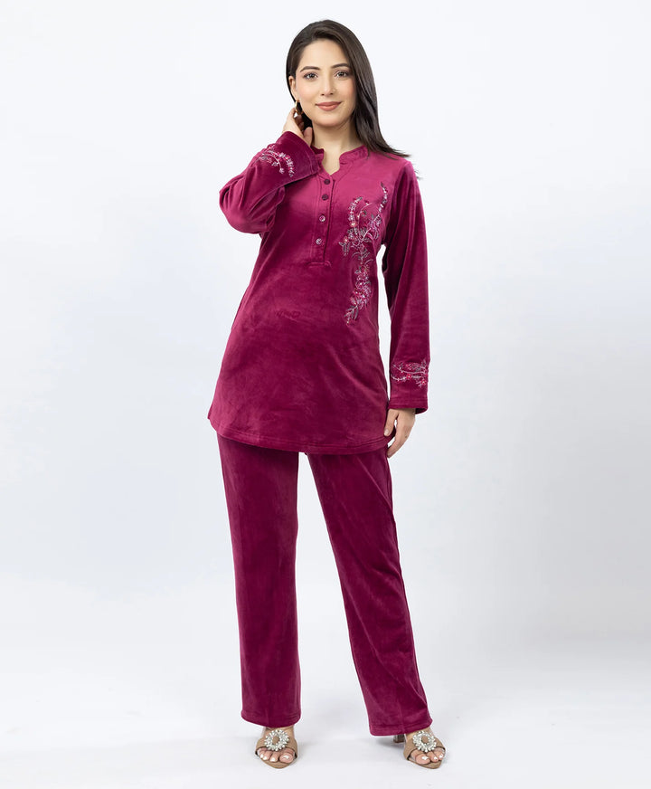 Premium Kurta Set with Band Neck and Sparkle Print