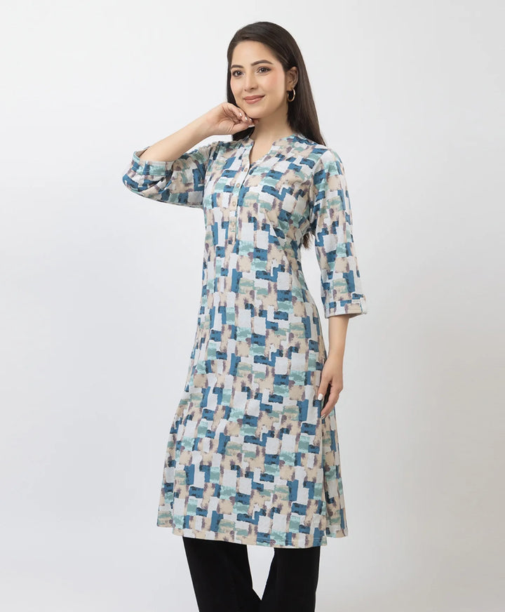 Elegant Printed Straight Fit Long Kurti