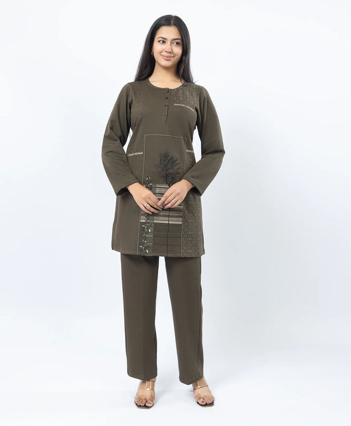 Full Sleeve Open Placket Kurta with Straight Fit Pants