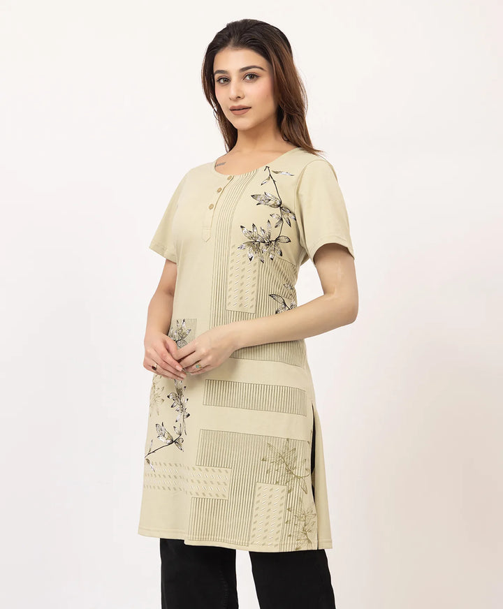 Abstract Botanical Long Top