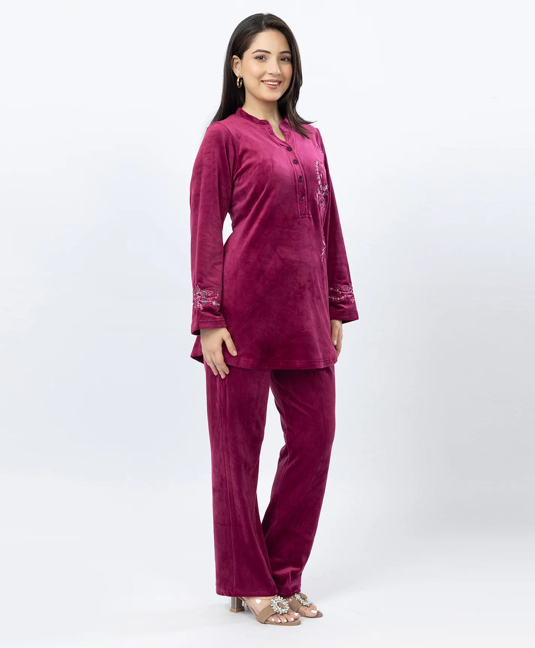 Premium Kurta Set with Band Neck and Sparkle Print