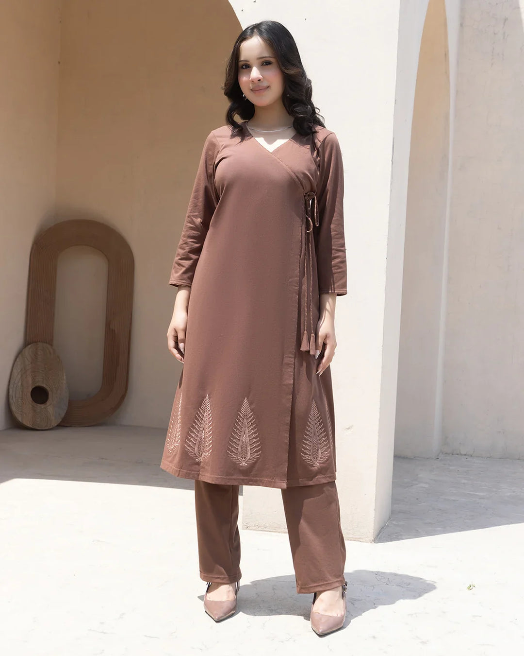 Angrakha Long Kurta Set