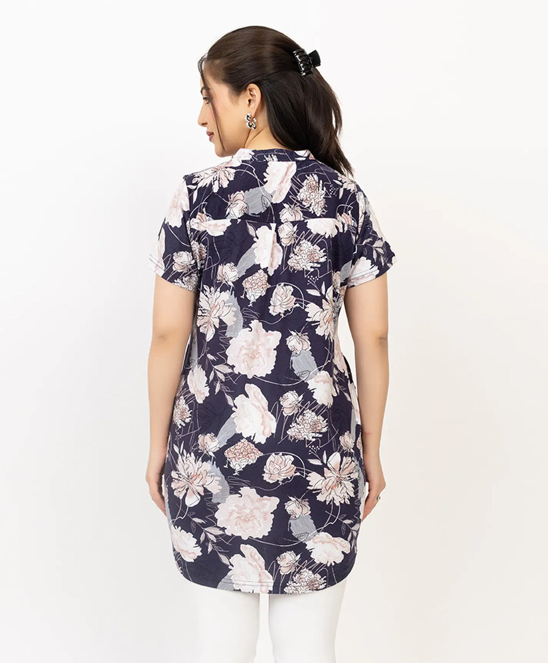 Floral Print Short Sleeve Tunic Kurti