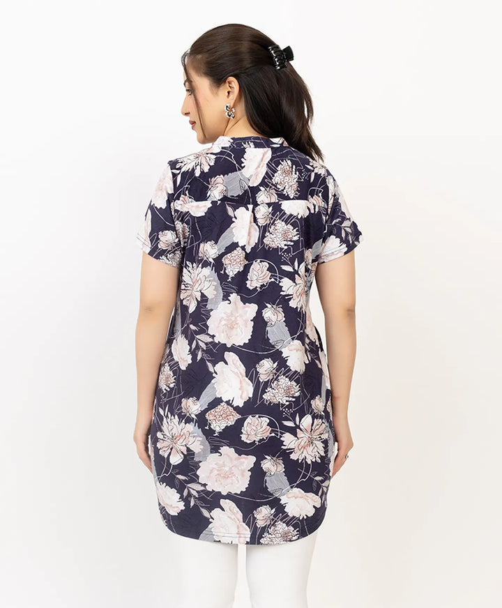 Floral Print Short Sleeve Tunic Kurti
