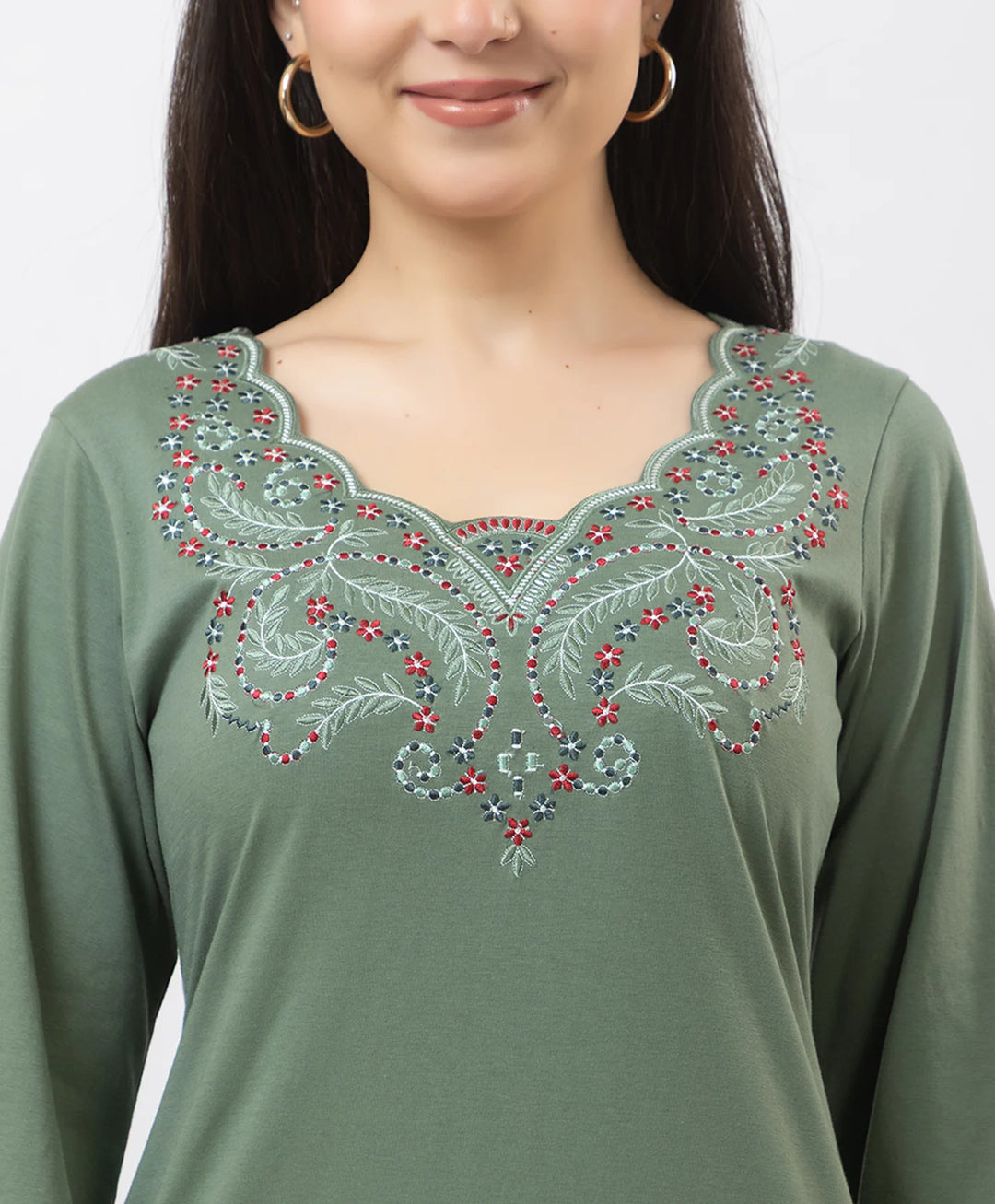 Straight-Cut Embroidered Kurta with Pants