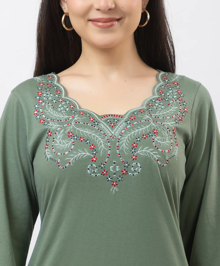 Straight-Cut Embroidered Kurta with Pants