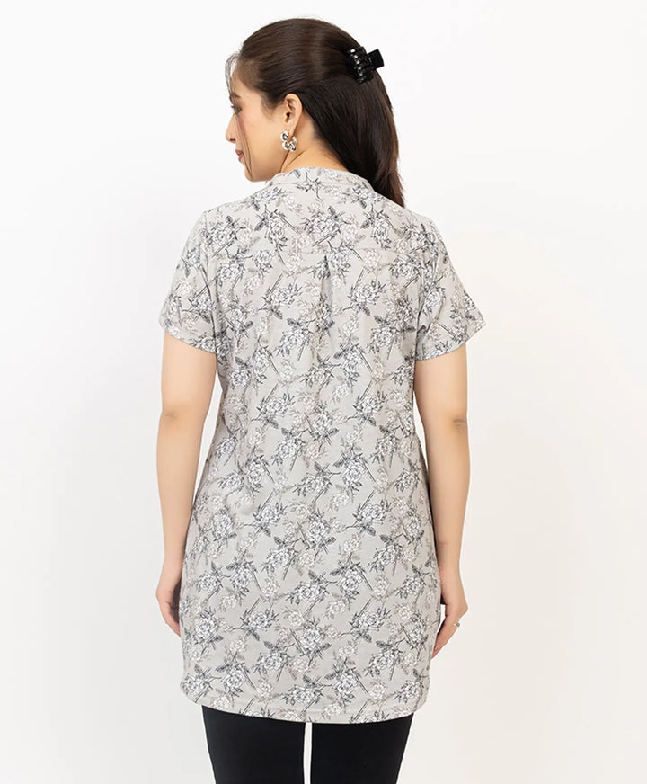 Floral Print Short Sleeve Tunic Kurti