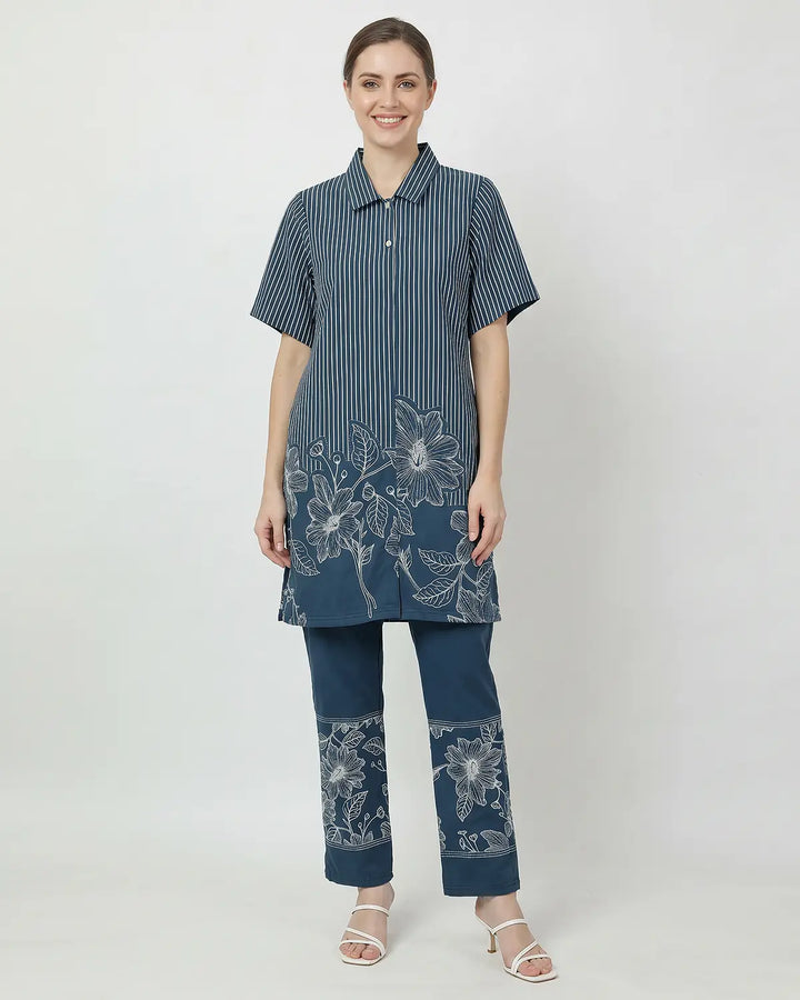Short Monochrome Bloom Kurta Set