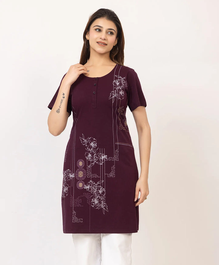 Abstract Botanical Long Top